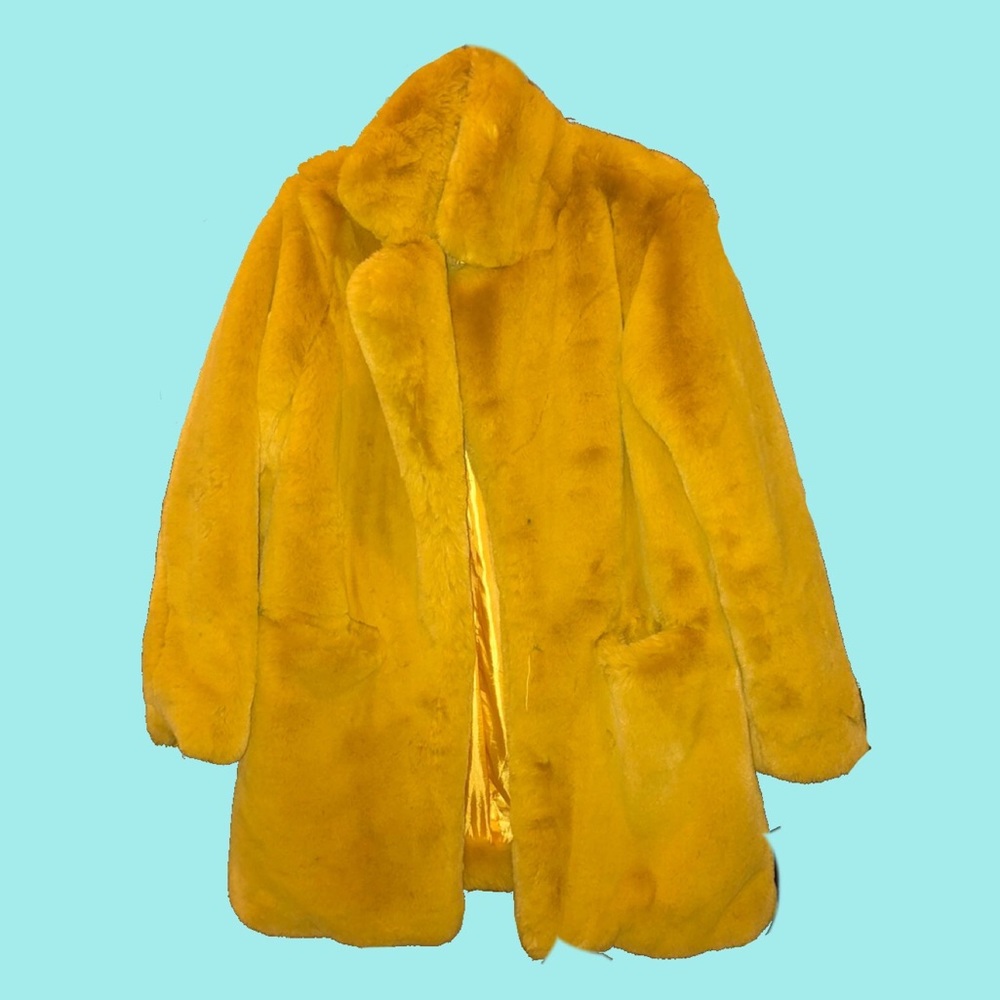 Yellow vegan faux fur coat (Discounted Shipping)